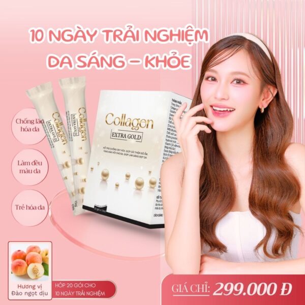 Hộp 20 gói nước uống Collagen Extra Gold 10ml hỗ trợ mờ nám, chống lão hóa và làm trắng da - Ảnh 2