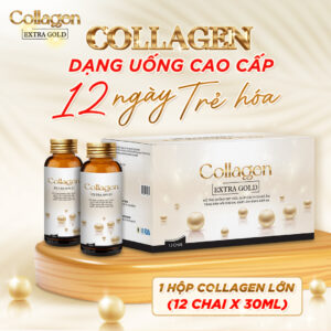 Hộp 12 chai nước uống Collagen Extra Gold 30ml hỗ trợ mờ nám, chống lão hóa và làm trắng da