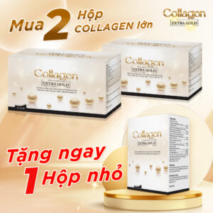 Combo 2 hộp nước uống Collagen Extra Gold dạng chai 30ml hỗ trợ mờ nám, chống lão hóa và làm trắng da