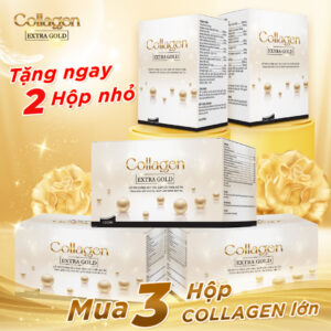 Combo 3 hộp nước uống Collagen Extra Gold dạng chai 30ml hỗ trợ mờ nám, chống lão hóa và làm trắng da